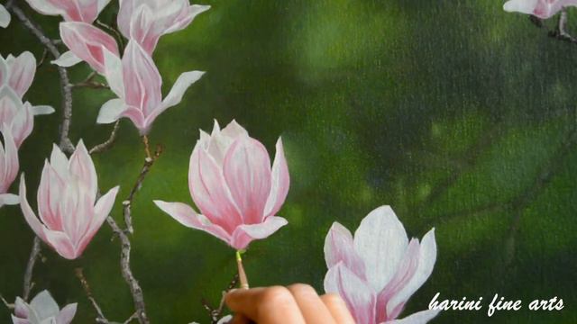 Magnolia flower painting on canvas | Oil painting смотреть онлайн