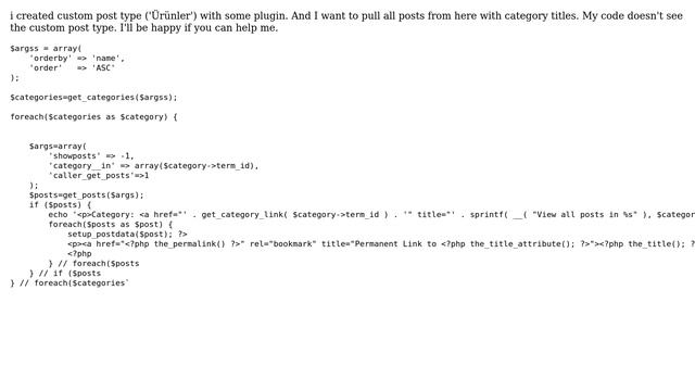 Wordpress: I can get posts in all categories. But I want to get the custom post type I created смотреть онлайн