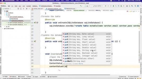 Sqlite Database With Helper Class in Android Studio||how to insert data into database using Sql lit