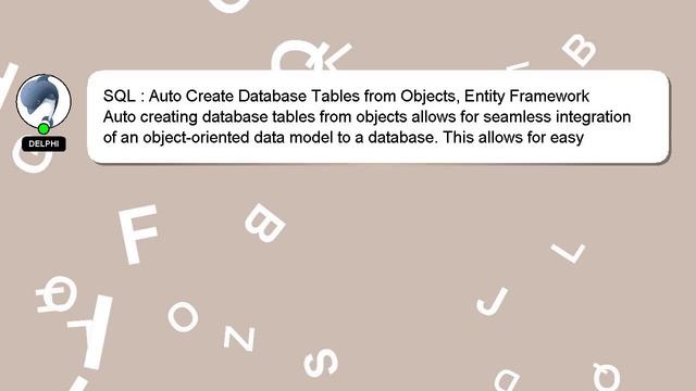 SQL : Auto Create Database Tables from Objects, Entity Framework смотреть онлайн