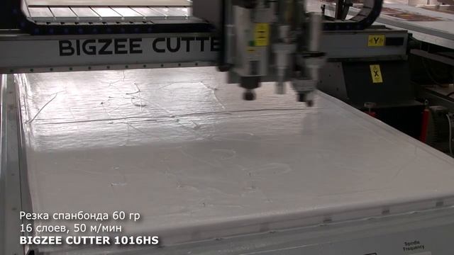 BIGZEE CUTTER резка спанбонда 60 гр - 16 слоев ротационным ножом 50 м/мин смотреть онлайн