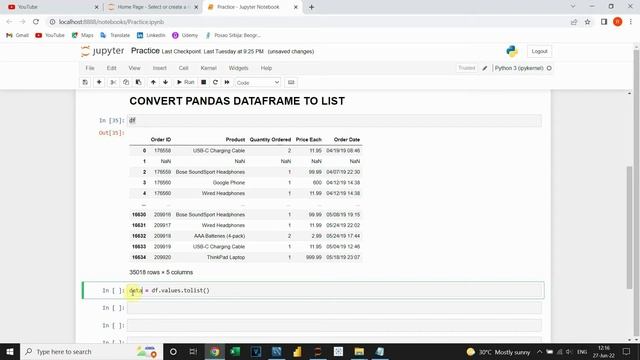 Convert Pandas DataFrame to List (Python) смотреть онлайн