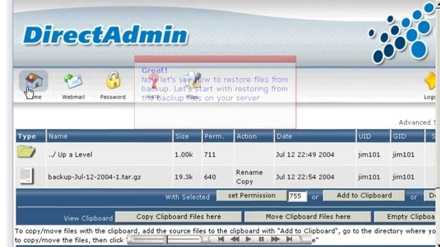 Backing up your site in DirectAdmin смотреть онлайн