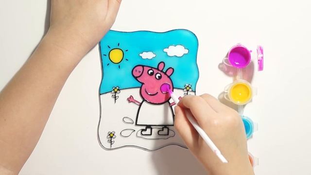 Свинка Пеппа. Раскрашиваем витражи. Витражи для детей. смотреть онлайн