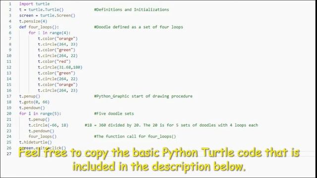 Simple Python Turtle Graphic and Code: Doodles смотреть онлайн