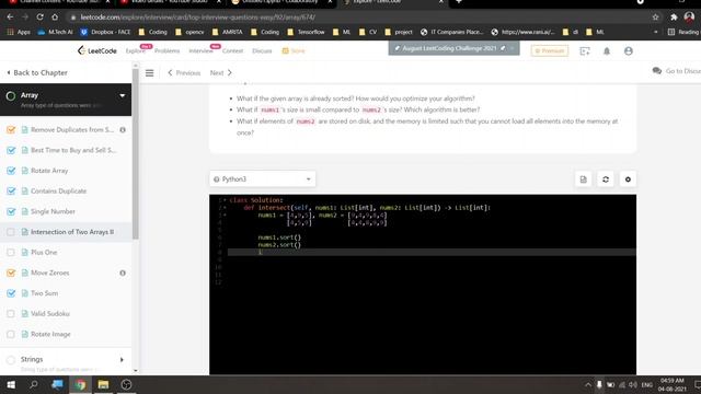 Facebook Interview Qustion | Intersection of Two Arrays II | LeetCode Problem | Python | Malayalam смотреть онлайн