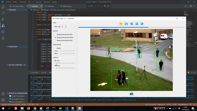Movement detection (pedestrians video) | Python | OpenCV | PyQT | смотреть онлайн