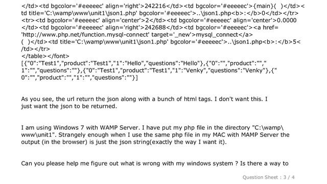 HTML : PHP returning HTML Tags along with JSON in WAMP смотреть онлайн