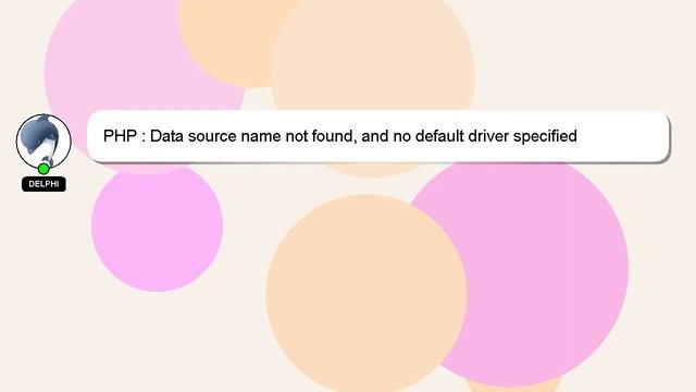 PHP : Data source name not found, and no default driver specified смотреть онлайн