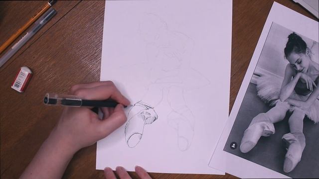 Graphic sketch of a ballerina / Графический скетч балерины смотреть онлайн