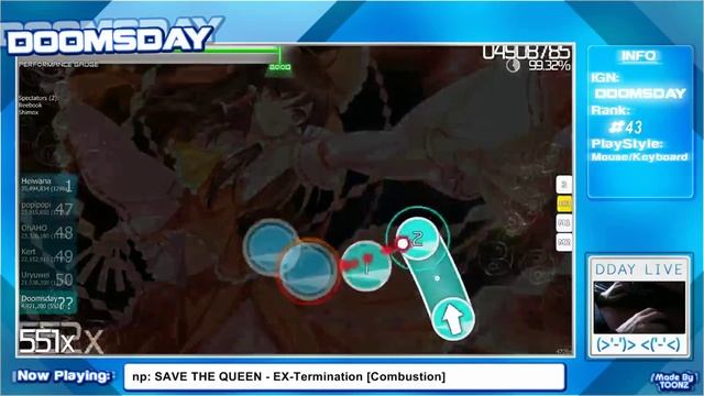 osu! - SAVE THE QUEEN - EX-Termination [Combustion] - Played by Doomsday смотреть онлайн