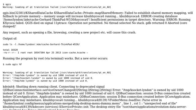 Permissions denied in QGIS (perhaps all KDE programs)? смотреть онлайн