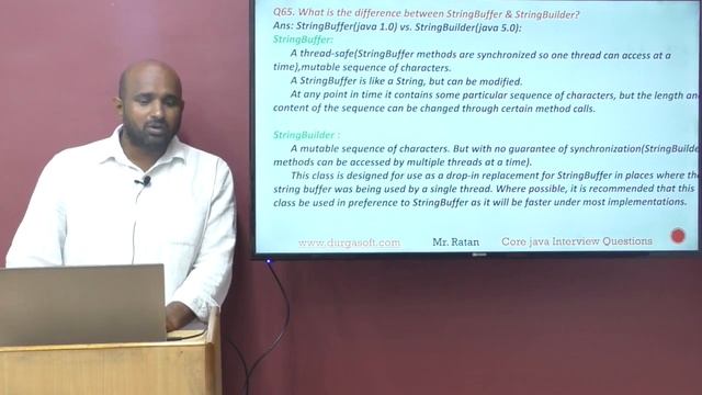 Core Java Interview | Q65. What is the difference between StringBuffer & StringBuilder?| by Ratan смотреть онлайн