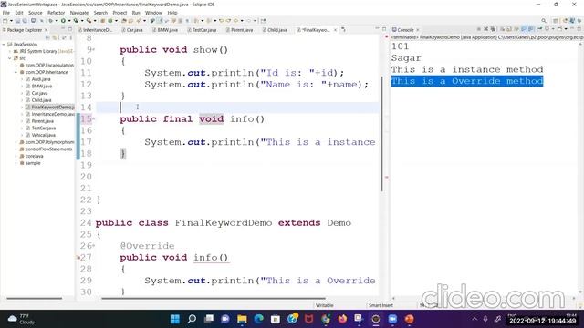 Java Programming Session 23: Final & Super Keyword in Java смотреть онлайн