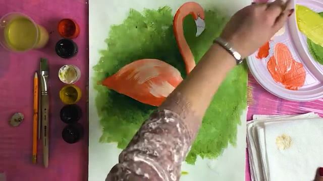 Урок по рисованию гуашью. Фламинго смотреть онлайн