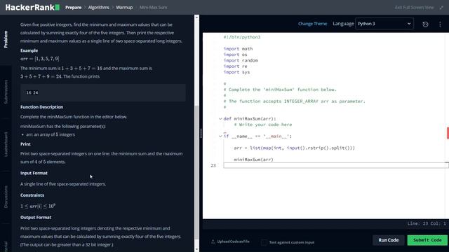 MINI MAX SUM смотреть онлайн