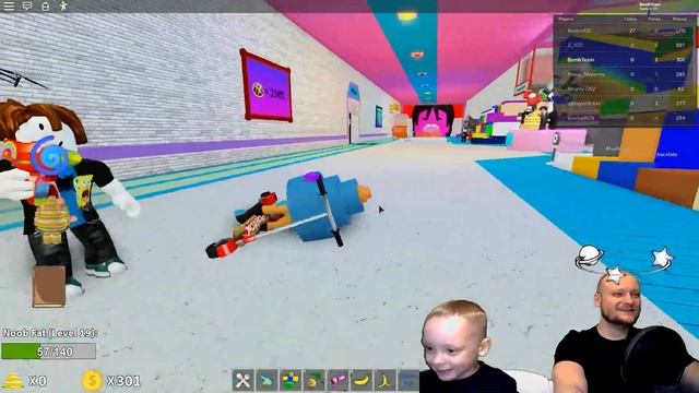 ПОЖИРАТЕЛЬ ТОРТОВ в ROBLOX Нуб Ест торы в Роблокс летсплей от Bambinos Team смотреть онлайн