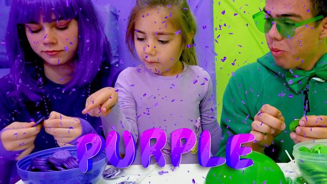 Фиолетовая Еда против Зеленой Еды ЧЕЛЛЕНДЖ | Мия Настя и Артем