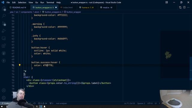 Creating a button component in Yew.rs - Livestream VOD 2022-03-06 смотреть онлайн