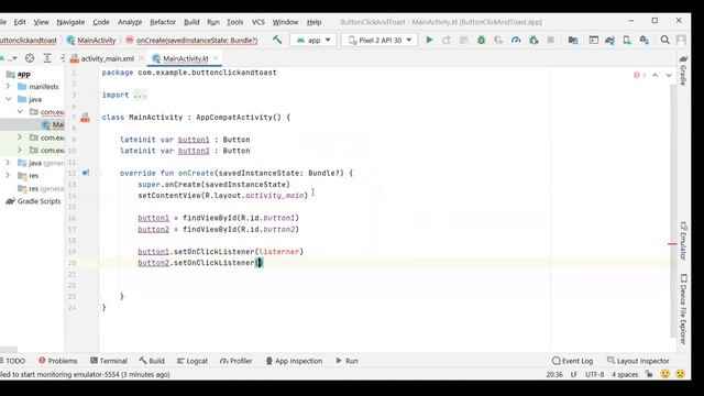 Working with Button and Toast in Android Studio смотреть онлайн