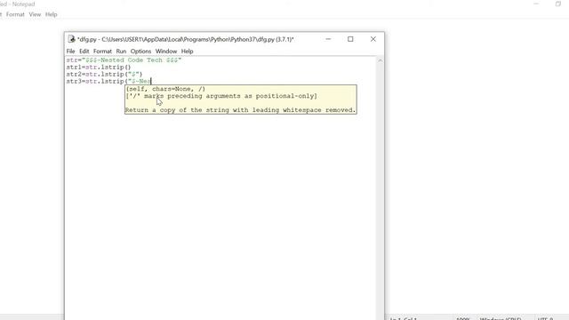 Python - lstrip( ) method Example смотреть онлайн