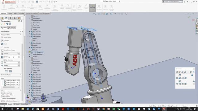 Практическая работа 4 — Анимация робота манипулятора в SolidWorks с помощью Mate Controller