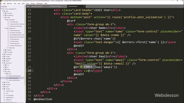 Laravel Project on Visitor Management System - Fetch Single User Data & Create Profile Page - 6 смотреть онлайн