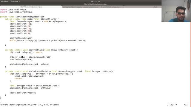 JAVA DATA STRUCTURE STACK : Sort A Stack Using Recursion смотреть онлайн