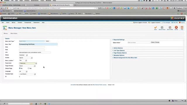 Assign Category, Access Level, Create Menu in Joomla 1.6 смотреть онлайн