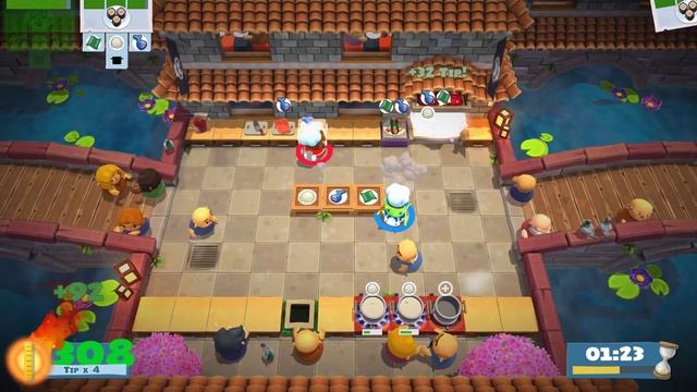 Overcooked 2. Level 1-2. 4 Stars. NO PRECUT Challenge. 2 Player Co-op смотреть онлайн