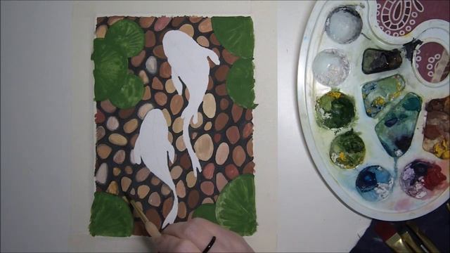 #art #artist Рисуем гуашью очень просто (простой арт) Карпы в пруду (2021) смотреть онлайн