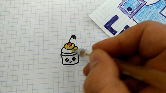HOW TO DRAW A CUTE CUPCAKE / Как нарисовать пирожное карандашом или ручкой поэтапно? смотреть онлайн