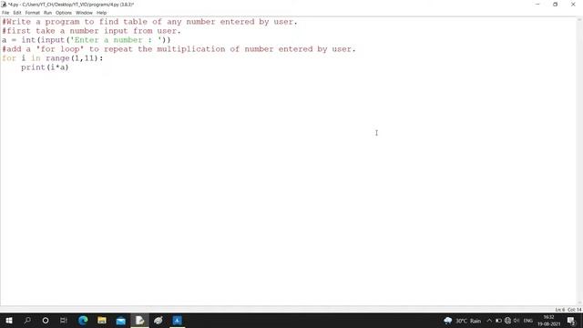 Python program to print table of any number | python programming | #pyhton | #python_programming смотреть онлайн
