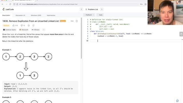 1836. Remove Duplicates From an Unsorted Linked List (Leetcode Medium) смотреть онлайн