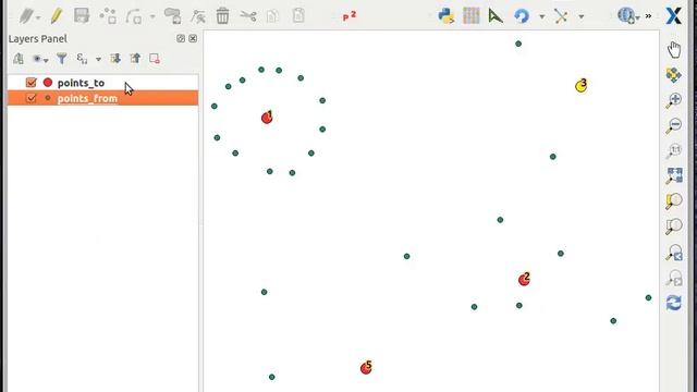 Create lines connecting two point layers in QGIS