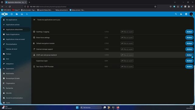 INTEGRER LES UTILISATEURS ACTIVE DIRECTORY DANS NEXTCLOUD AVEC LDAP (module 10) смотреть онлайн