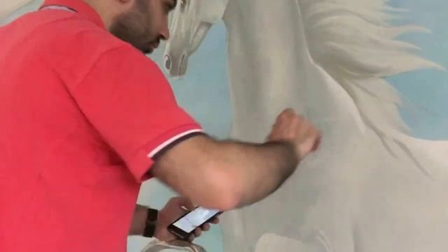 Аэрография,роспись стен в детской комнате облака, лошадка. Aerography.painting in the interior смотреть онлайн