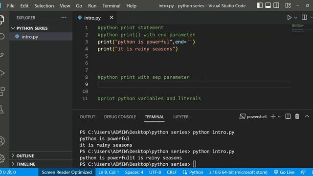 Python Output with end statement, separate parameter and literals#pythonprogramming #pythontutorial смотреть онлайн