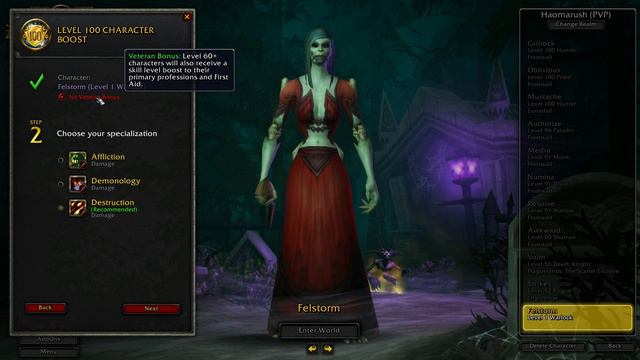 World Of Warcraft: Legion - Level 100 Warlock  Character Boost