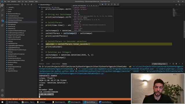 Python Kurs Fortgeschritten ?? | #21 time, datetime Datum und Zeit смотреть онлайн