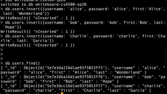 Retrieving user data from Mongo DB with Mongo find cs4550 sp20 12204 смотреть онлайн
