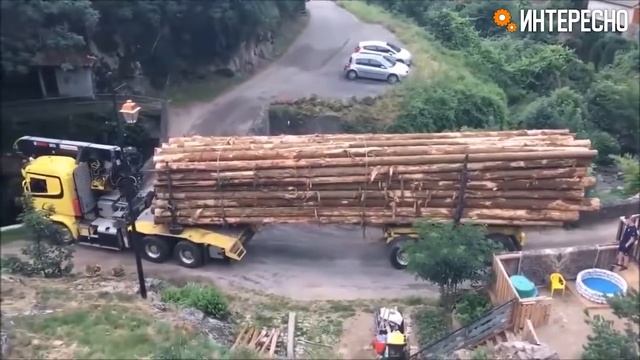 Как перевозят древесину. Водители экстрималы. Деревообработка смотреть онлайн