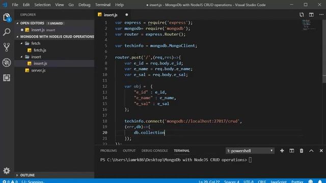 07 inserting mongodb data with nodejs crud operation смотреть онлайн