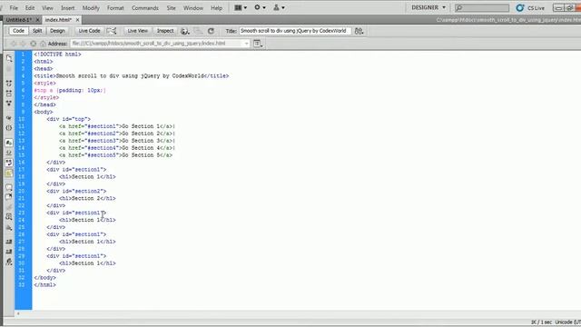 Smooth scroll to div using jQuery смотреть онлайн