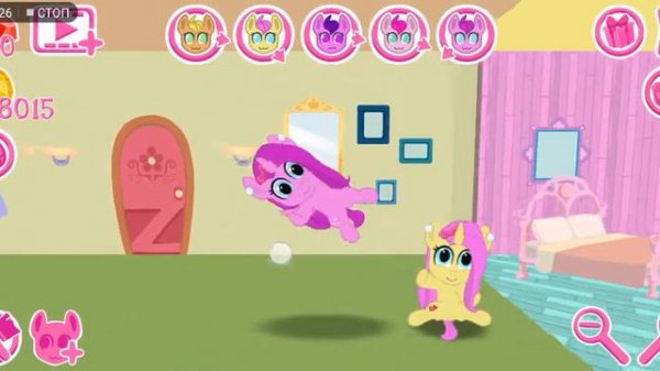 Игра моя карманная пони, уход за понняшеми в доме карманной понни, мультик игра для детей.