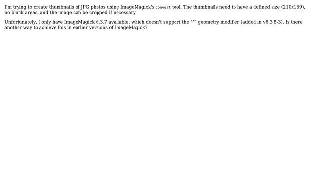 How can I set a minimum thumbnail size with ImageMagick? смотреть онлайн