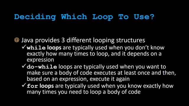 Deciding which Java Loop Structure to Use? While For or Do-While - Java Programming - Appficial смотреть онлайн
