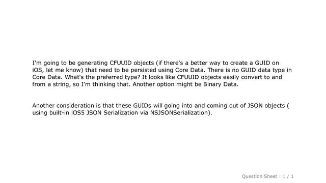 iOS : What data type should I use to store a GUID in Core Data? смотреть онлайн