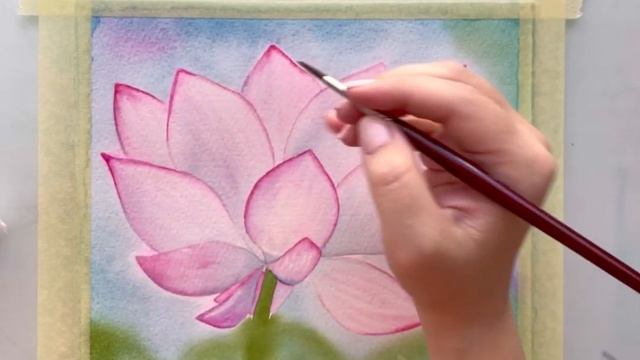Рисуем лотос акварелью. Часть 3 смотреть онлайн