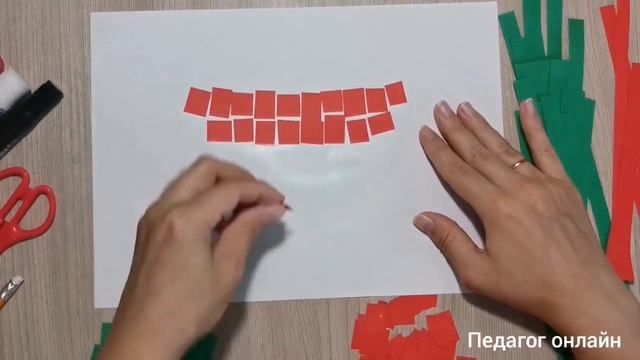 Арбуз из цветной бумаги. Простая аппликация мозаика смотреть онлайн